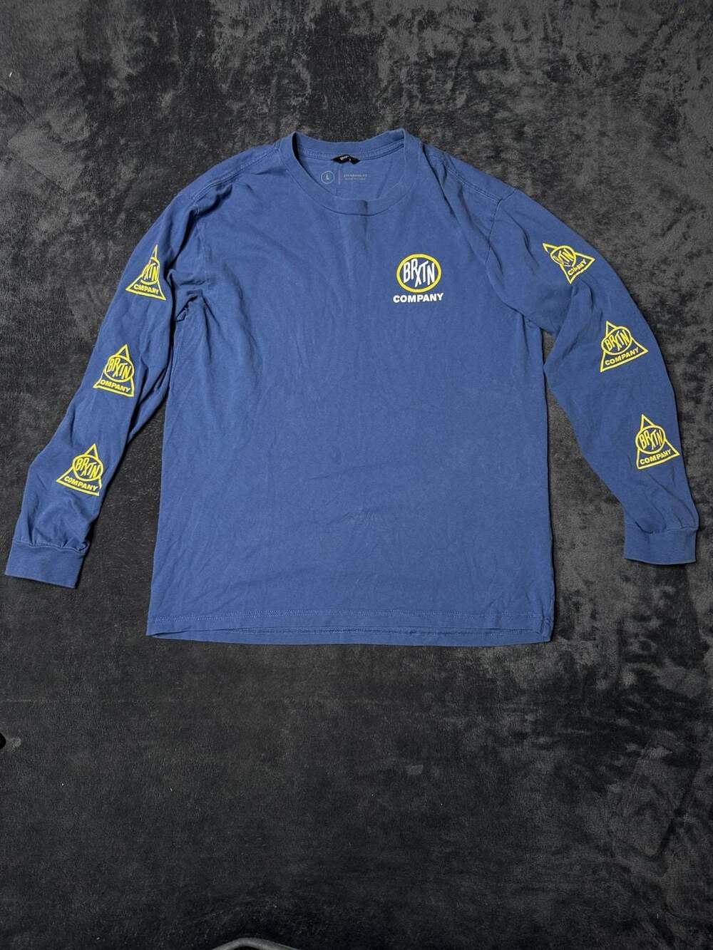 Brixton Long Sleeve T-Shirt Size L Blue Graphic Logo